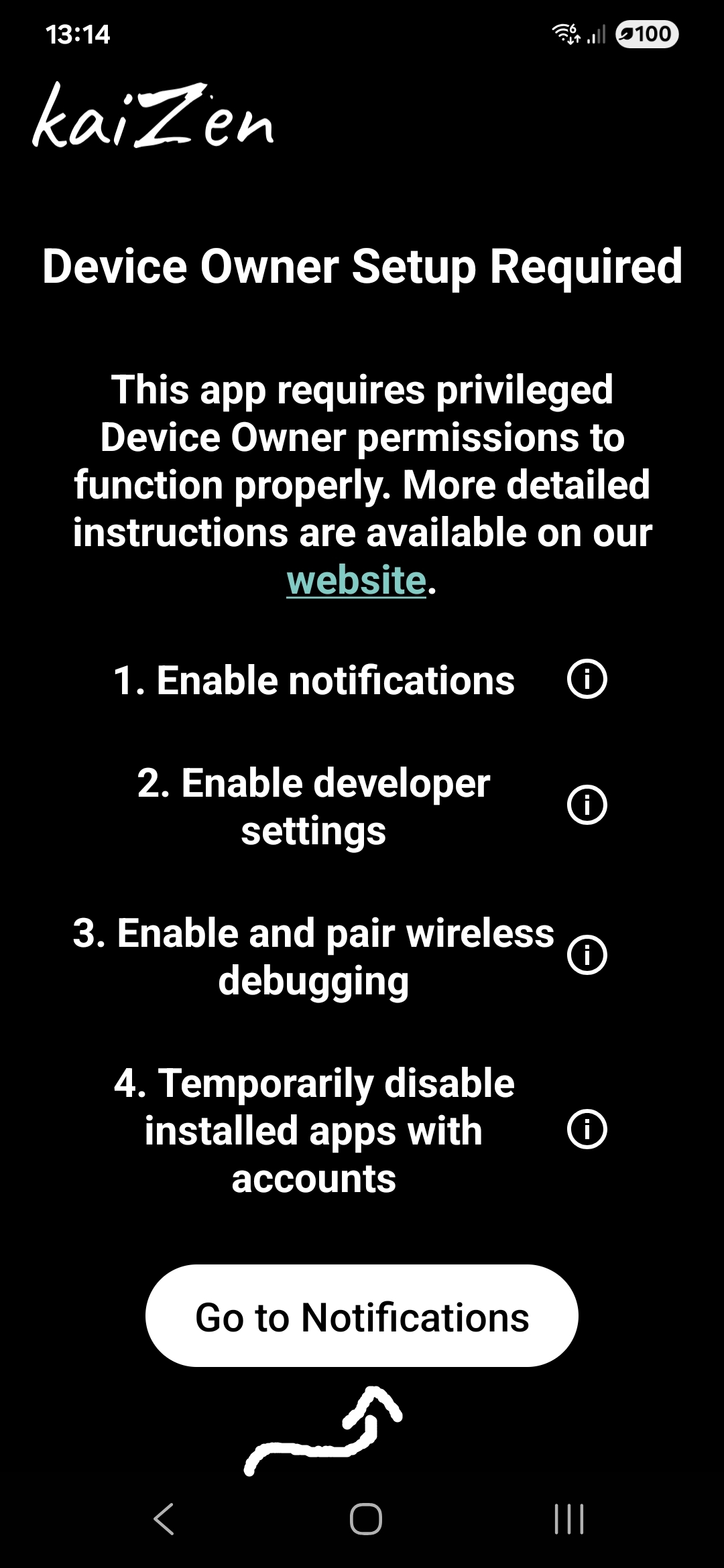 Setup Notifications Screen 1